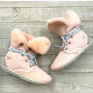 NWT OTZ Troop Weather Shearling Lace Up Boots In Powder Pink $300 MSRP Size 8